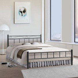 Metallika London Queen Size Metal Bed (Glossy Finish, Black) By FurnitureKraft