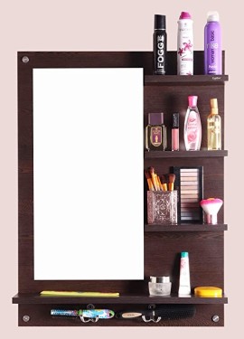 Captiver Engineered Wood Bellezza Wooden Wall Mounted Dressing Table Stand Wenge