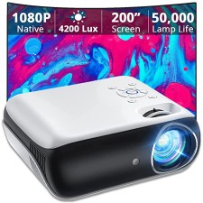 WZATCO Yuva Native 1080P Full HD LED Projector 4200 Lumens (400 ANSI) 200" Max Screen | Compatible with 4K Smart TV Stick, Android box, Mobile Phone | Portable HD Cinema for Home, School, Classroom | Movie hall